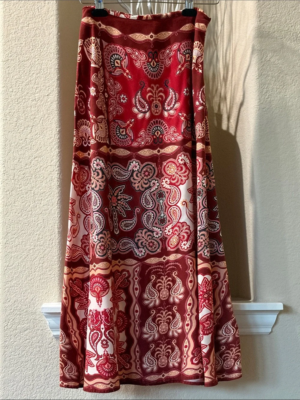Farm Rio Red Paisley Bohemian Maxi Skirt Size S - Picture 1 of 7